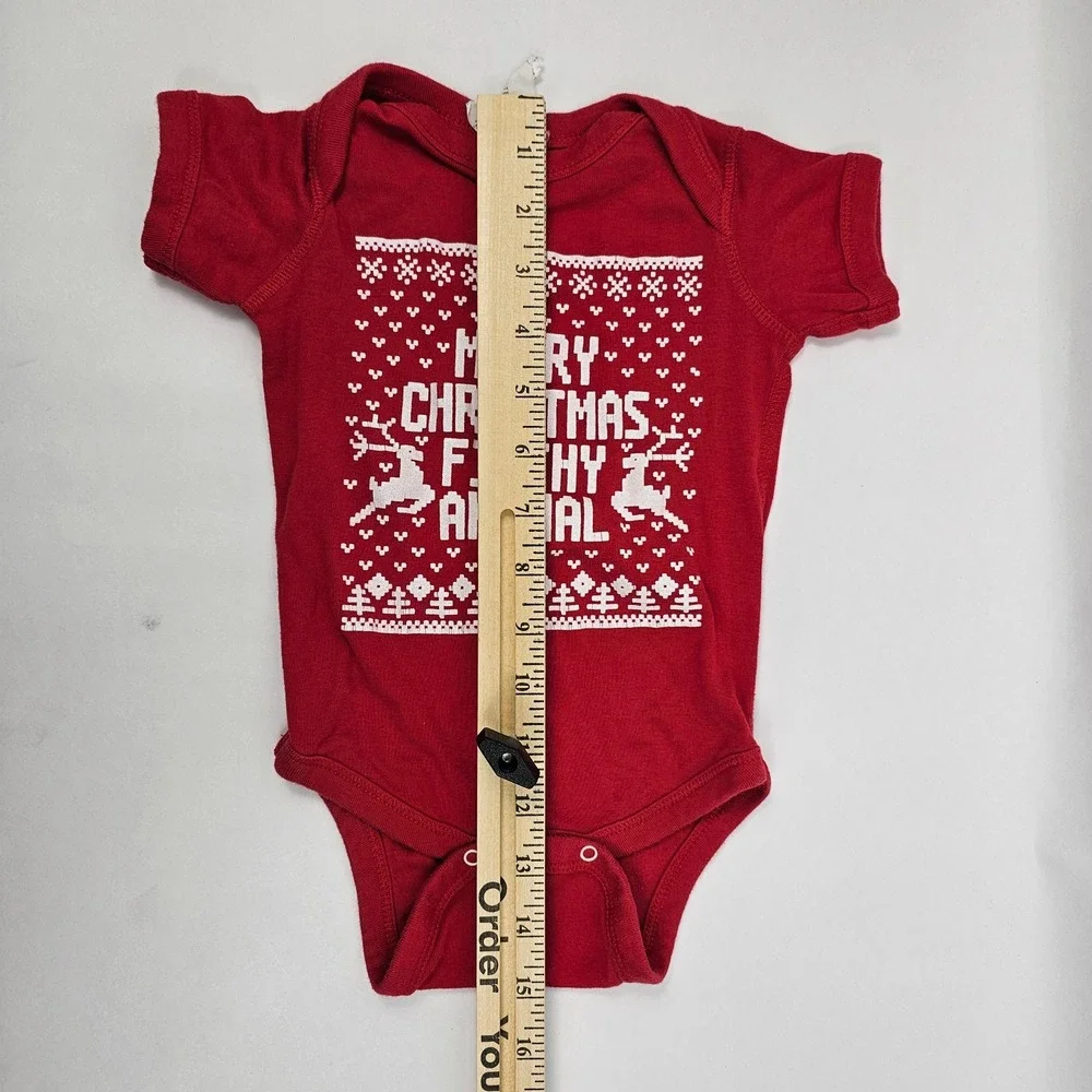 Rabbit‎ Skins Baby One-Piece 12 Months Merry Christmas Filthy Animal Holiday Red